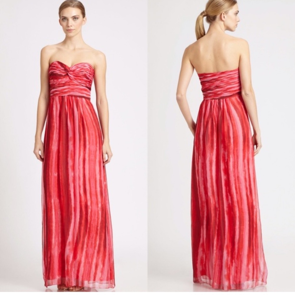 Laundry By Shelli Segal Red and Pink Strapless Dress